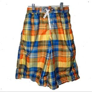 Nautica plaid swim trunks